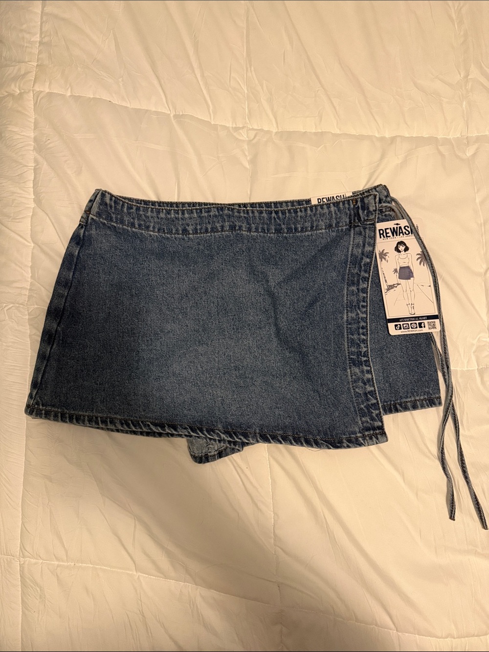 Rewash Dark Blue Denim Wrap asymmetrical Skort